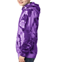 Port & Co Youth Tie Dye Pullover Hooded Sweatshirt, Purple, Youth Left Sleeve (Long) view