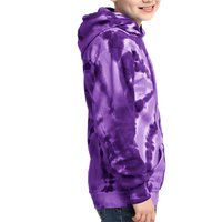 Port & Co Youth Tie Dye Pullover Hooded Sweatshirt, Purple, Youth Right Sleeve (Long) view
