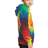 Port & Co Youth Tie Dye Pullover Hooded Sweatshirt, Rainbow, Youth Right Sleeve (Long) view