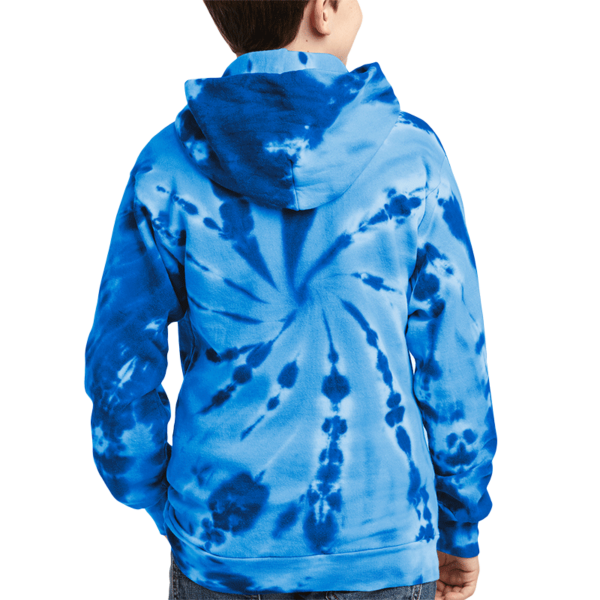 Port & Co Youth Tie Dye Pullover Hooded Sweatshirt, Royal, Back view