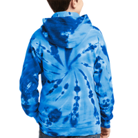 Port & Co Youth Tie Dye Pullover Hooded Sweatshirt, Royal, Back view