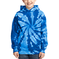 Port & Co Youth Tie Dye Pullover Hooded Sweatshirt, Royal, Front view