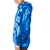 Port & Co Youth Tie Dye Pullover Hooded Sweatshirt, Royal, Youth Left Sleeve (Long) view