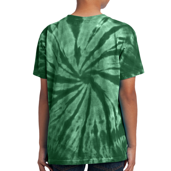 Port & Co Youth Tie Dye Tee, Forest Green, Back view