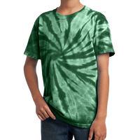 Port & Co Youth Tie Dye Tee, Forest Green, Front view