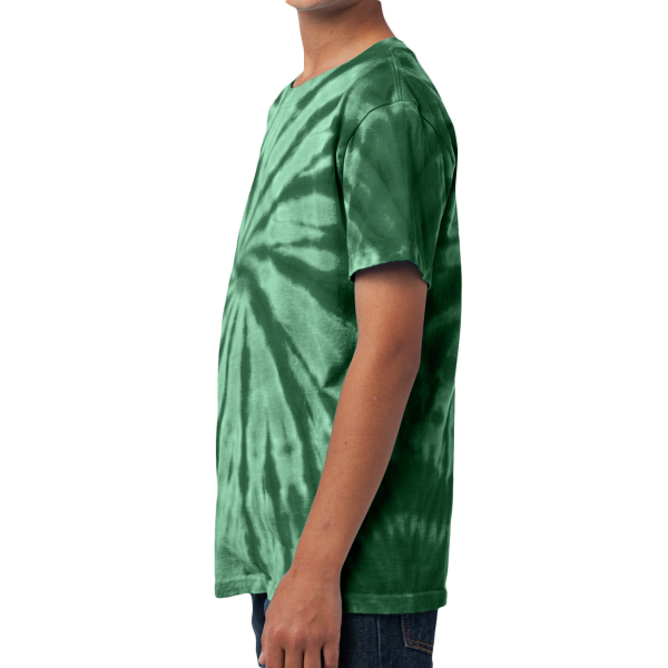 Port & Co Youth Tie Dye Tee, Forest Green, Left Sleeve view