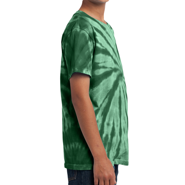 Port & Co Youth Tie Dye Tee, Forest Green, Right Sleeve view