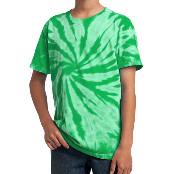 Port & Co Youth Tie Dye Tee, Kelly, Front view