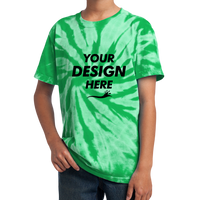 Port & Co Youth Tie Dye Tee, Kelly, Front view, Mockup