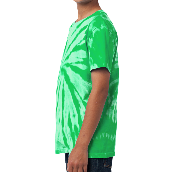 Port & Co Youth Tie Dye Tee, Kelly, Left Sleeve view