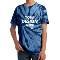 Port & Co Youth Tie Dye Tee, Navy, Front view, Mockup