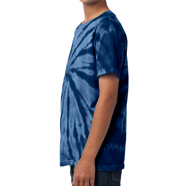 Port & Co Youth Tie Dye Tee, Navy, Left Sleeve view