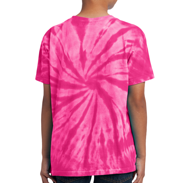 Port & Co Youth Tie Dye Tee, Pink, Back view