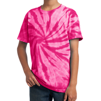 Port & Co Youth Tie Dye Tee, Pink, Front view