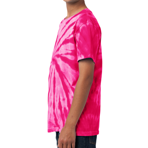 Port & Co Youth Tie Dye Tee, Pink, Left Sleeve view
