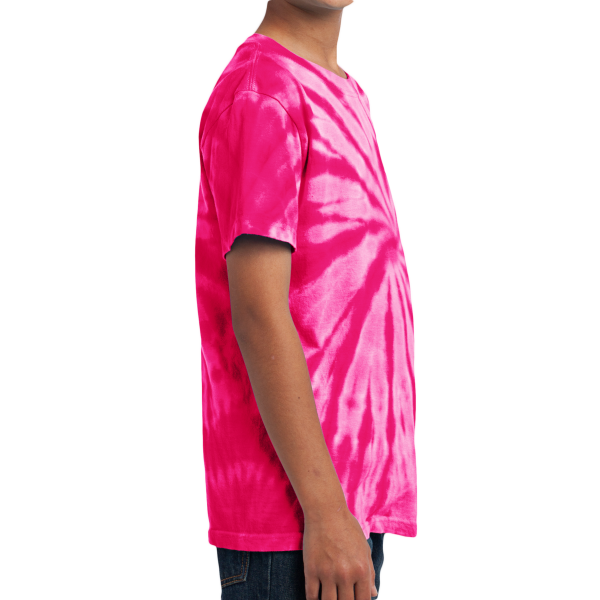 Port & Co Youth Tie Dye Tee, Pink, Right Sleeve view