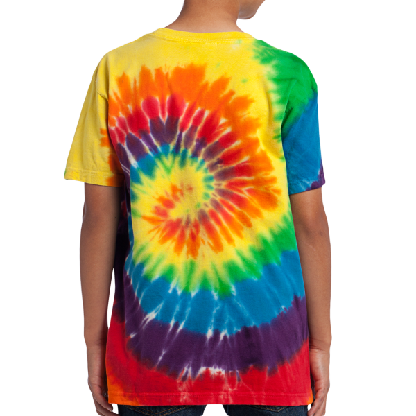 Port & Co Youth Tie Dye Tee, Rainbow, Back view