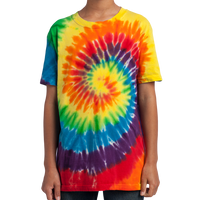 Port & Co Youth Tie Dye Tee, Rainbow, Front view