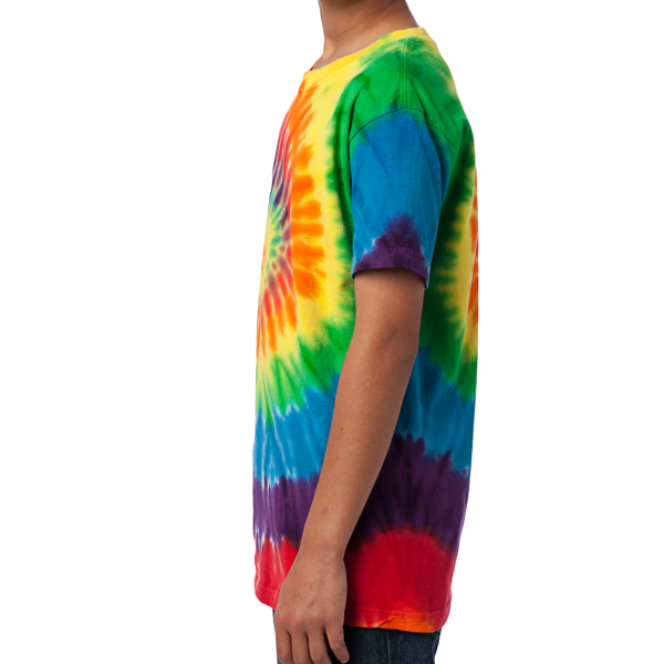 Port & Co Youth Tie Dye Tee, Rainbow, Left Sleeve view