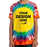 Port & Co Youth Window Tie Dye Tee, Rainbow, Front view, Mockup