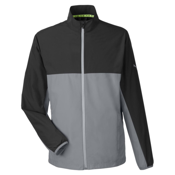 Puma Golf Men's 1st Mile Wind Jacket, Puma Black / Quiet Shade, Front view