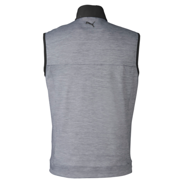 Puma Golf Men's Cloudspun Colorblock Vest, Puma Black / Quiet Shade Heather, Back view