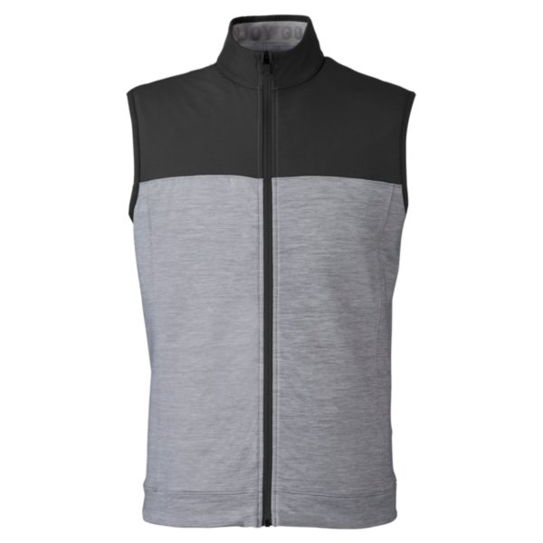 Puma Golf Men's Cloudspun Colorblock Vest, Puma Black / Quiet Shade Heather, Front view