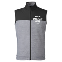 Puma Golf Men's Cloudspun Colorblock Vest, Puma Black / Quiet Shade Heather, Front view, Mockup