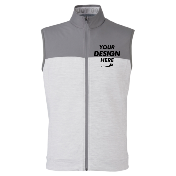 Puma Golf Men's Cloudspun Colorblock Vest, Quiet Shade / High Rise Heather, Front view, Mockup