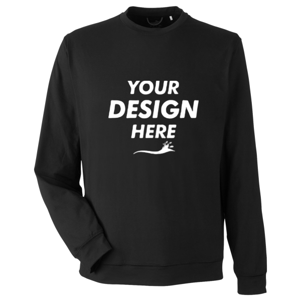 Puma Golf Men's Cloudspun Crewneck Sweatshirt, Puma Black, Front view, Mockup