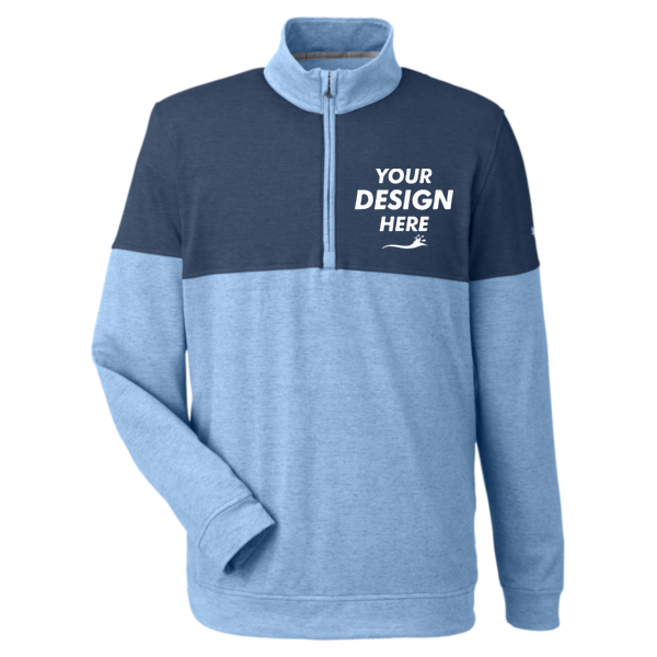 Puma Golf Men's Cloudspun Warm Up Quarter-Zip Pullover, Blue Bell / Dark Denim, Front view, Mockup