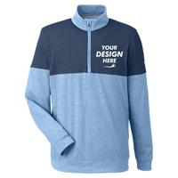 Puma Golf Men's Cloudspun Warm Up Quarter-Zip Pullover, Blue Bell / Dark Denim, Front view, Mockup