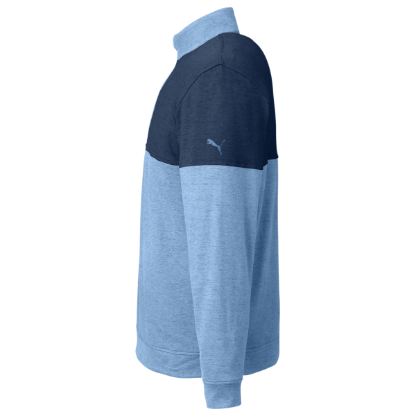 Puma Golf Men's Cloudspun Warm Up Quarter-Zip Pullover, Blue Bell / Dark Denim, Left Sleeve view