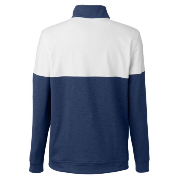 Puma Golf Men's Cloudspun Warm Up Quarter-Zip Pullover, Peacoat / Bright White, Back view