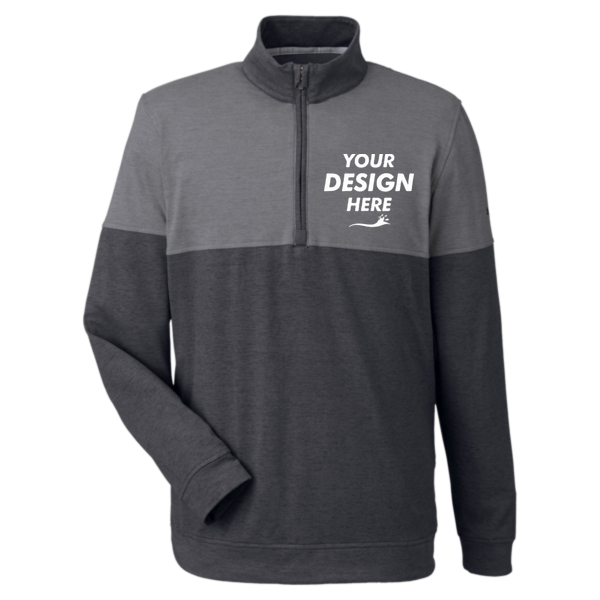 Puma Golf Men's Cloudspun Warm Up Quarter-Zip Pullover, Puma Black / Quiet Shade, Front view, Mockup