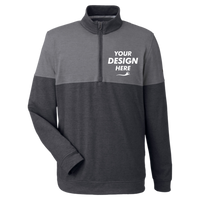 Puma Golf Men's Cloudspun Warm Up Quarter-Zip Pullover, Puma Black / Quiet Shade, Front view, Mockup