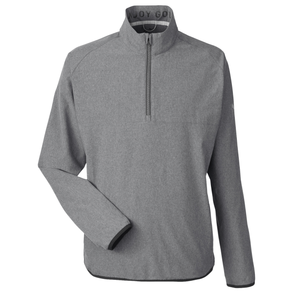 Puma Golf Men's Coastal Woven Quarter-Zip Pullover, Puma Black Heather, Front view