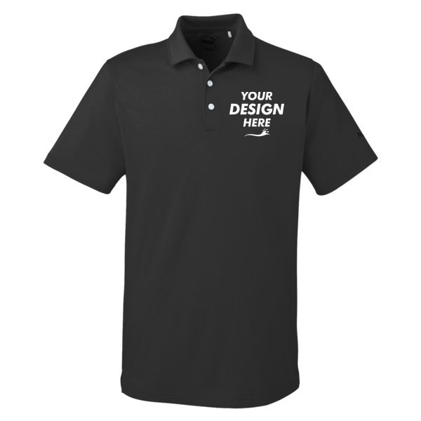 Puma Golf Men's Fusion Polo, Puma Black, Front view, Mockup