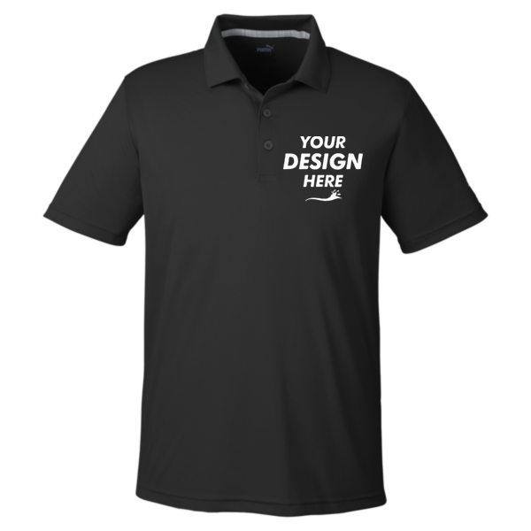 Puma Golf Men's Gamer Golf Polo, Puma Black, Front view, Mockup