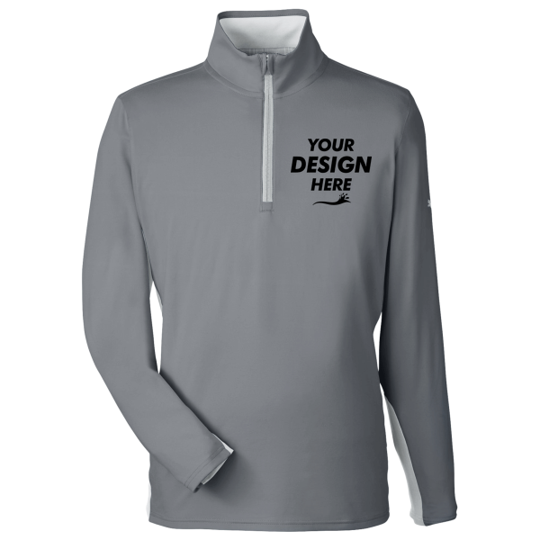 Puma Golf Men's Gamer Golf Quarter-Zip Pullover, Quiet Shade, Front view, Mockup