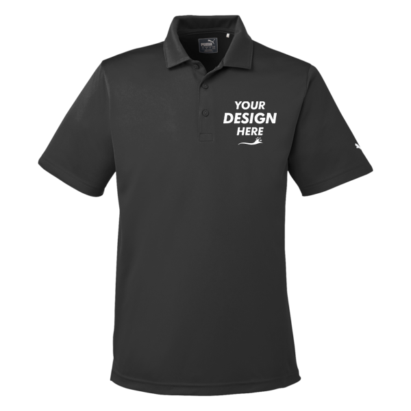 Puma Golf Men's Icon Golf Polo, Puma Black / Puma Black, Front view, Mockup