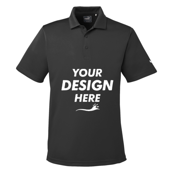 Puma Golf Men's Icon Golf Polo, Puma Black / Puma Black, Front view, Mockup
