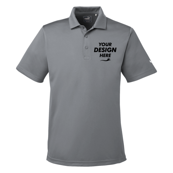 Puma Golf Men's Icon Golf Polo, Quiet Shade / Quiet Shade, Front view, Mockup