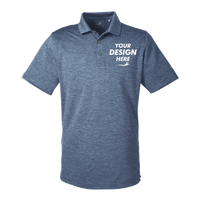 Puma Golf Men's Icon Heather Polo, Peacoat, Front view, Mockup