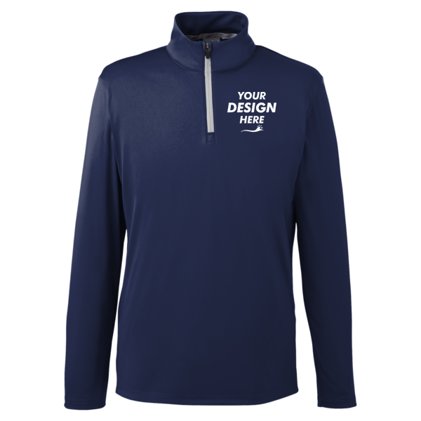 Puma Golf Men's Icon Quarter-Zip Pullover, Peacoat, Front view, Mockup