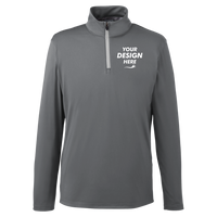 Puma Golf Men's Icon Quarter-Zip Pullover, Quiet Shade, Front view, Mockup
