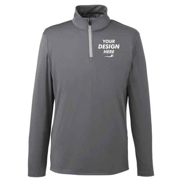 Puma Golf Men's Icon Quarter-Zip Pullover, Quiet Shade, Front view, Mockup