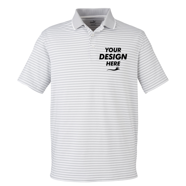 Puma Golf Men's Mattr Feeder Polo, High Rise, Front view, Mockup