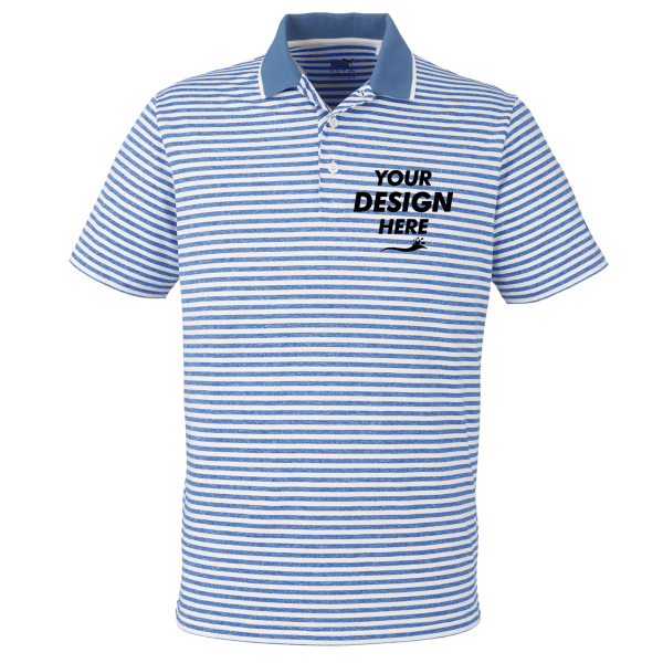 Puma Golf Men's Mattr Feeder Polo, Lake Blue, Front view, Mockup