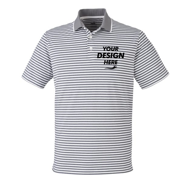 Puma Golf Men's Mattr Feeder Polo, Quiet Shade, Front view, Mockup